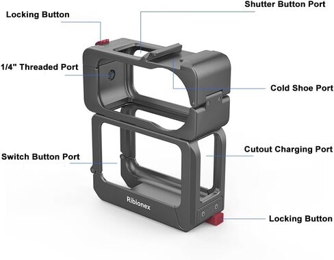 قفص حماية معدني بالكامل لكاميرا DJI Osmo Nano لميكروفون DJI مع 1/4"-20 فتحة ملولبة/حامل حذاء بارد يتصاعد محول توسيع متعدد لاحتياجات الاتصال الإضافية (مجموعة قفص أرنب معدني) in Saudi Arabia