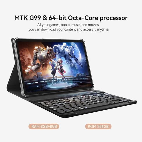 12 inch Android Tablet, 2K Display Android 15 Tablet, MTK G99 Octa-Core, 16GB 256GB 1TB Expansion, 2.4/5G WiFi, 21MP Camera, Widevine L1, Gemini AI 2.0, Tablets with Keyboard, Mouse, Case etc in Kuwait