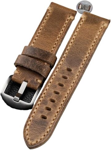HMFang Handmade Leather Watchband 20 21 22 23 24 26MM Folded In Half To Make Soft Top Layer Leather Strap Retro Style Compatible With PAM111 in Saudi Arabia