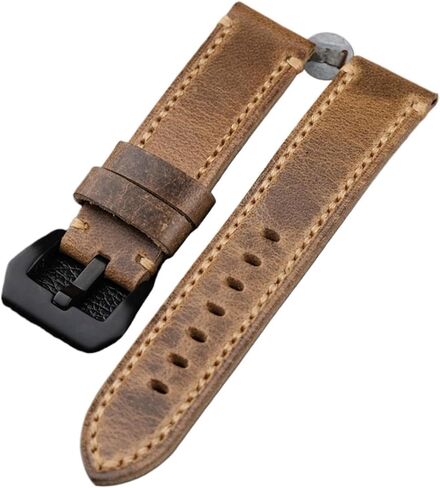 HMFang Handmade Leather Watchband 20 21 22 23 24 26MM Folded In Half To Make Soft Top Layer Leather Strap Retro Style Compatible With PAM111 in Saudi Arabia