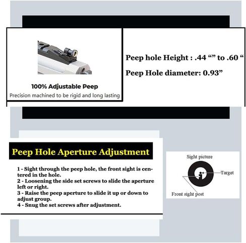 Gotical Adjustable Peep Sight for CVA Optima, Kodiak, Wolf, and Accura Old and Newer Hole Pattern with Scope Picatinny Rail Mount Base, Aluminum Housing 6 pcs Mounting Screws in Saudi Arabia