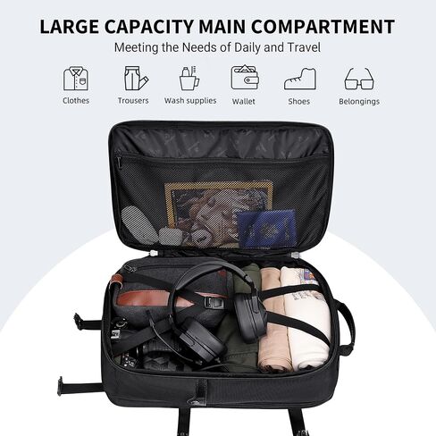 WITZMAN Carry On Travel Backpack for Men Large Convertible 45L Fit 17 Inch Laptop Backpack 3 in 1 Bag for Airline Approved(B688 Black) in Saudi Arabia