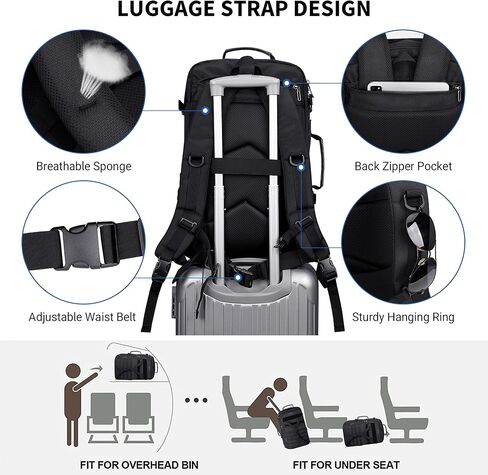 WITZMAN Carry On Travel Backpack for Men Large Convertible 45L Fit 17 Inch Laptop Backpack 3 in 1 Bag for Airline Approved(B688 Black) in Saudi Arabia