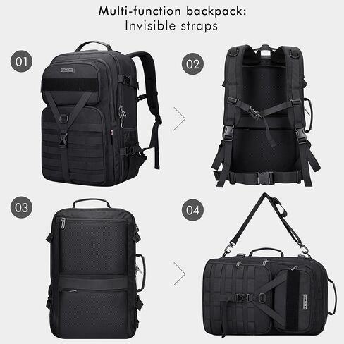 WITZMAN Carry On Travel Backpack for Men Large Convertible 45L Fit 17 Inch Laptop Backpack 3 in 1 Bag for Airline Approved(B688 Black) in Saudi Arabia