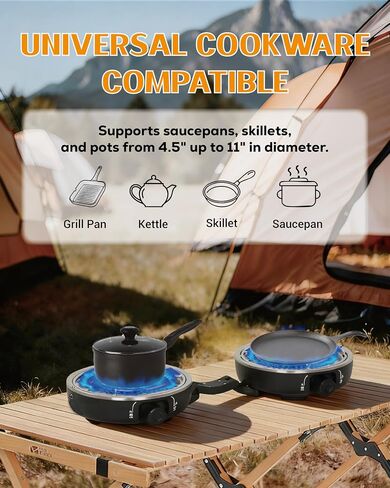 Propane 2-Burner Camping Stove with Windscreen, Portable& Foldable Camping Stoves with Carry Bag, 20000 BTU Camp Stove with Adjustable Burners& Piezo Ignition for Camping& Outdoor (Black) in Saudi Arabia