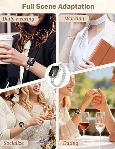 أحزمة ساعة Starlight Diamond للنساء متوافقة مع ساعة Apple 38 مم 40 مم 41 مم 42 مم (S10/11) تصميم متقاطع لطيف وسوار معدني أنيق لسلسلة iWatch 11/10/9/8/7/6/5/4/SE 3/2/1 in Saudi Arabia