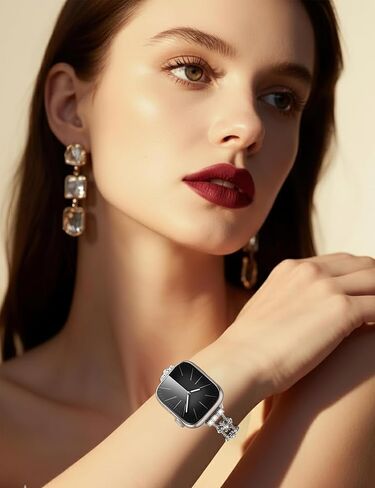 أحزمة ساعة Starlight Diamond للنساء متوافقة مع ساعة Apple 38 مم 40 مم 41 مم 42 مم (S10/11) تصميم متقاطع لطيف وسوار معدني أنيق لسلسلة iWatch 11/10/9/8/7/6/5/4/SE 3/2/1 in Saudi Arabia