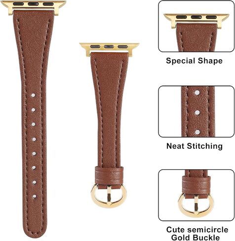 Leather Bands Compatible with Apple Watch Band for Women 38mm 40mm 41mm 42mm 44mm 45mm 46mm 49mm, Slim Strap Wristband for iWatch Series SE SE2 Series 10 9 8 7 6 5 4 3 2 1 in Saudi Arabia