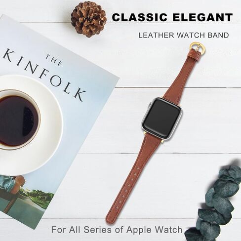 Leather Bands Compatible with Apple Watch Band for Women 38mm 40mm 41mm 42mm 44mm 45mm 46mm 49mm, Slim Strap Wristband for iWatch Series SE SE2 Series 10 9 8 7 6 5 4 3 2 1 in Saudi Arabia