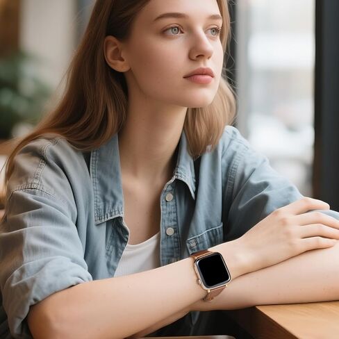 Leather Bands Compatible with Apple Watch Band for Women 38mm 40mm 41mm 42mm 44mm 45mm 46mm 49mm, Slim Strap Wristband for iWatch Series SE SE2 Series 10 9 8 7 6 5 4 3 2 1 in Saudi Arabia