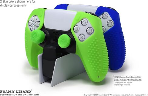 SensePro Controller Skin for PS5, Anti-Slip Grip, Black | Dock Compatible, Soft Gel Silicone Cover for Playstation 5 Dualsense, Rubber Protector, Raised Thumb Grip Caps in Kuwait