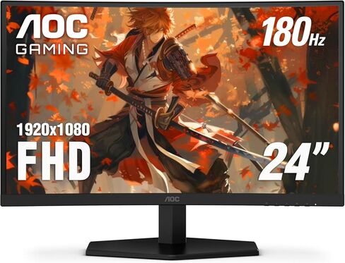 AOC C24G42E 24" Curved 1500R Frameless Ultra-Fast Gaming Monitor, FHD 1080p, 180Hz 0.5ms MPRT, HDMI 2.0 x2, Display Port x1, HDR, Speakers 2W x2, 3-Year Zero-Bright-Dot (Renewed) in Saudi Arabia