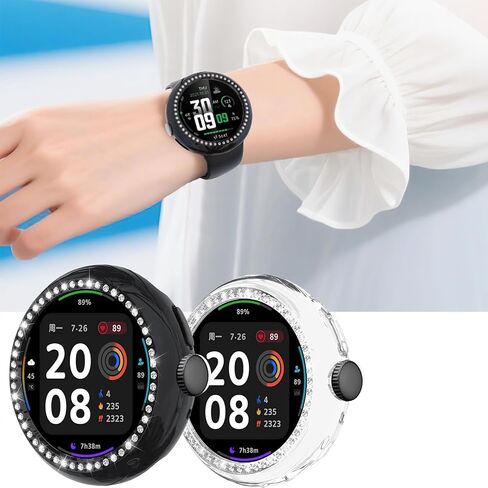 Wugongyan 2-Pack Protector Case for Google Pixel Watch 4 41mm Bling Single Row Crystal Diamonds Hard PC Protective Case Edge Protector for Pixel Watch 4 Accessories(Gold+Dark Grey,41mm) in Kuwait