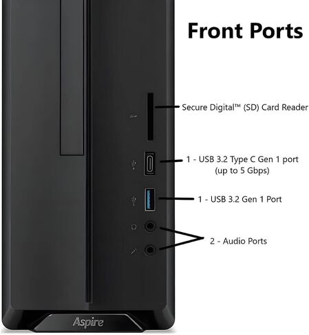 كمبيوتر مكتبي Acer 2025 Aspire SFF Intel Core i5-13400، ذاكرة وصول عشوائي 64 جيجابايت، 2 تيرابايت PCle SSD، تصميم فائق الهدوء، قارئ بطاقة SD، دعم شاشة 4K مزدوجة، USB-c، لوحة مفاتيح وماوس سلكية، Windows 11 in Saudi Arabia