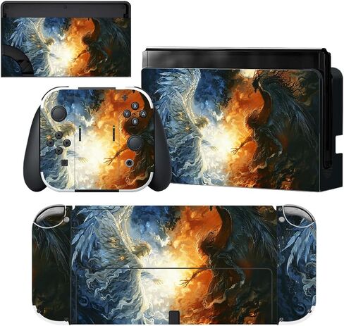 PlayVital Full Set Protective Stickers for Nintendo Switch OLED Model, Customized Vinyl Decal Skins for Switch OLED Console & Joycon & Dock & Grip - Cherry Blossoms Petals in Kuwait