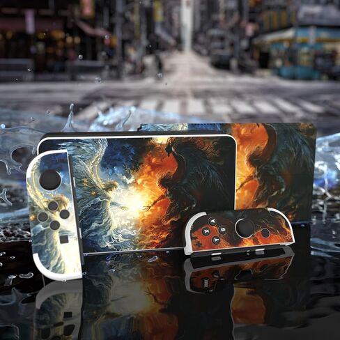 PlayVital Full Set Protective Stickers for Nintendo Switch OLED Model, Customized Vinyl Decal Skins for Switch OLED Console & Joycon & Dock & Grip - Cherry Blossoms Petals in Kuwait