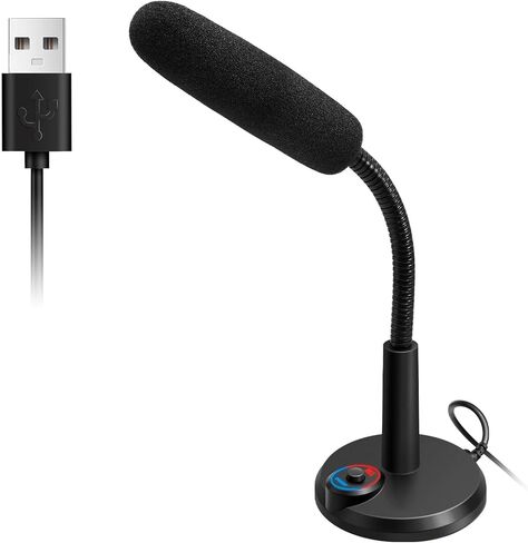 ميكروفون كمبيوتر USB مع ضوء تنفس RGB - كابل بطول 1.5 متر، ميكروفون سطح المكتب للتوصيل والتشغيل للبث والألعاب ومكالمات الفيديو والبودكاست in Kuwait