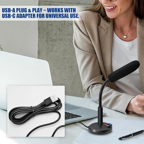ميكروفون كمبيوتر USB مع ضوء تنفس RGB - كابل بطول 1.5 متر، ميكروفون سطح المكتب للتوصيل والتشغيل للبث والألعاب ومكالمات الفيديو والبودكاست in Kuwait