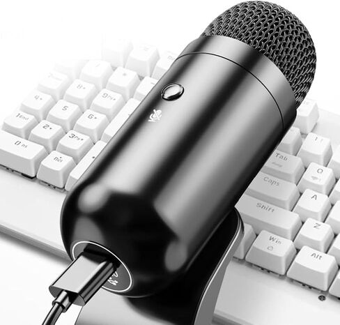 ميكروفون Yunseity USB للكمبيوتر الشخصي، ميكروفون كمبيوتر سلكي متعدد الاتجاهات بزاوية 360 درجة مع حامل ومؤشر ضوئي لألعاب البث المباشر، لنظام التشغيل OS X، للفوز in Kuwait