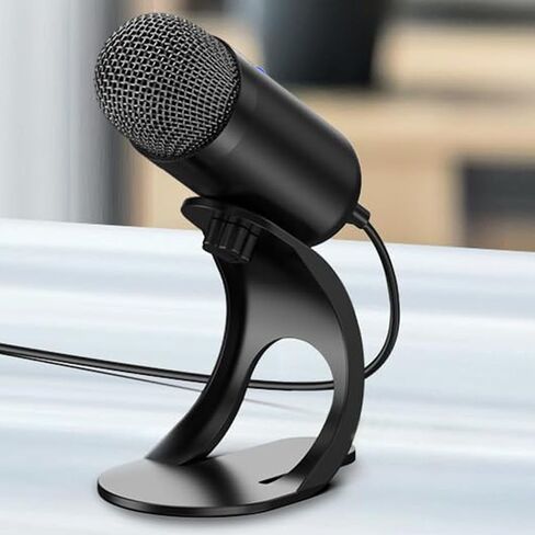ميكروفون Yunseity USB للكمبيوتر الشخصي، ميكروفون كمبيوتر سلكي متعدد الاتجاهات بزاوية 360 درجة مع حامل ومؤشر ضوئي لألعاب البث المباشر، لنظام التشغيل OS X، للفوز in Kuwait