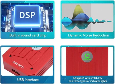 Zopsc USB Microphone with AI Noise Cancellation, 360 Omnidirectional Pickup, 192kHz 24Bit for Podcasting, Streaming, Gaming, Zoom Calls. (Chinese Red) in Saudi Arabia