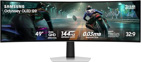 شاشة الألعاب المنحنية Samsung LS49DG910SNXZA مقاس 49 بوصة Odyssey Dual QHD 144 هرتز مع خطة حماية العنبر لمدة 5 سنوات (2024) in Kuwait