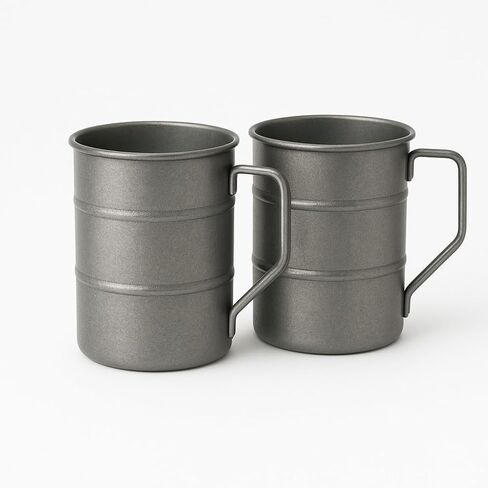 2 حزمة أكواب القهوة خمر التخييم الفولاذ المقاوم للصدأ القهوة Cups12Oz مع مقبض المشي لمسافات طويلة في الهواء الطلق القدح خفيفة الوزن على ظهره القدح الفضة in Saudi Arabia