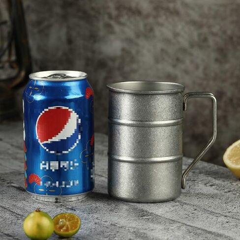 2 حزمة أكواب القهوة خمر التخييم الفولاذ المقاوم للصدأ القهوة Cups12Oz مع مقبض المشي لمسافات طويلة في الهواء الطلق القدح خفيفة الوزن على ظهره القدح الفضة in Saudi Arabia