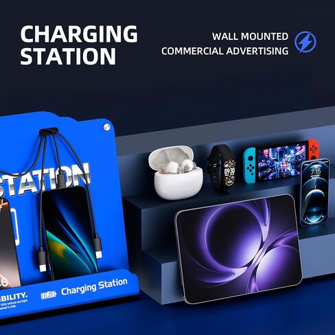 Wall Mounted 8 Port Charging Station with Fast Charigng Cables – Multi Device Charging Dock for Office, Hotel & Public Spaces | Compatible with iPhone ipad Smartphone Tablets Android Port (Blue) in Saudi Arabia