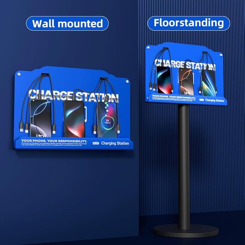 Wall Mounted 8 Port Charging Station with Fast Charigng Cables – Multi Device Charging Dock for Office, Hotel & Public Spaces | Compatible with iPhone ipad Smartphone Tablets Android Port (Blue) in Saudi Arabia