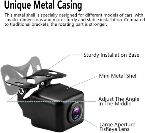 WiFi Backup Camera, HD 720P Metal 120 Degree Wide Angle License Plate Wireless Rearview reversing Camera, Transparent Night Vision Waterproof Suitable Reverse Rear View Camera for Car SUV Pickup in Kuwait