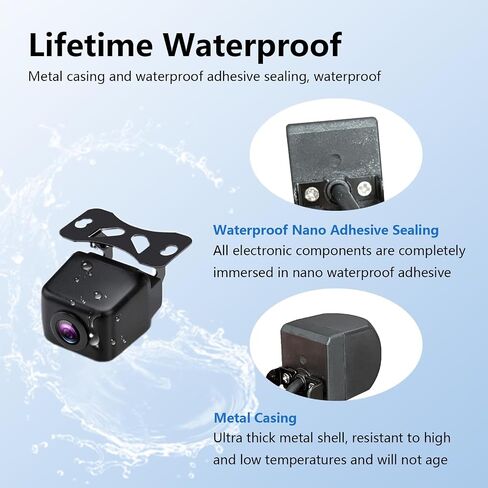 WiFi Backup Camera, HD 720P Metal 120 Degree Wide Angle License Plate Wireless Rearview reversing Camera, Transparent Night Vision Waterproof Suitable Reverse Rear View Camera for Car SUV Pickup in Kuwait