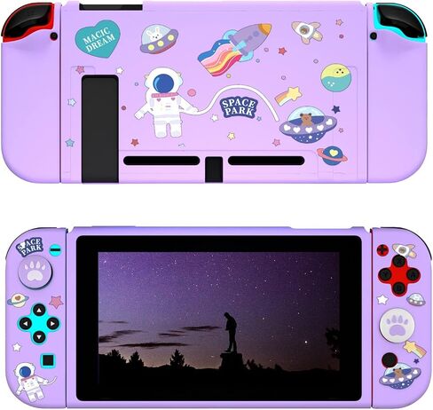 حافظة ECHZOVE Switch اللامعة، حافظة لطيفة مع واقي شاشة من الزجاج المقسى وأغطية قبضة الإبهام - صاروخ in Saudi Arabia