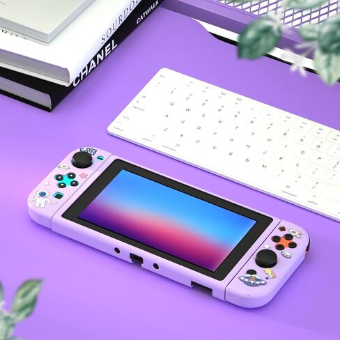 حافظة ECHZOVE Switch اللامعة، حافظة لطيفة مع واقي شاشة من الزجاج المقسى وأغطية قبضة الإبهام - صاروخ in Saudi Arabia