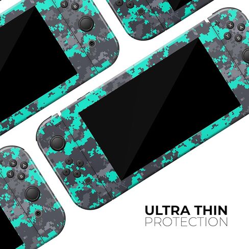 Design Skinz - متوافق مع Nintendo DSi XL - غطاء حماية من الفينيل قابل للإزالة ومقاوم للخدش - أزرق مخضر ساطع وتمويه رقمي رمادي in Saudi Arabia
