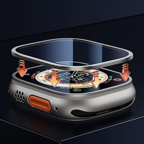 واقي شاشة لساعة Apple Watch Ultra 49 مم، غطاء حماية من الزجاج الصلب لسلسلة iWatch Ultra، خالي من الفقاعات، [إطار معدني]، لـ iWatch Ultra 49 مم، تيتانيوم in Saudi Arabia