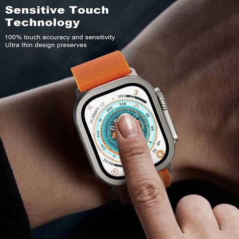 واقي شاشة لساعة Apple Watch Ultra 49 مم، غطاء حماية من الزجاج الصلب لسلسلة iWatch Ultra، خالي من الفقاعات، [إطار معدني]، لـ iWatch Ultra 49 مم، تيتانيوم in Saudi Arabia