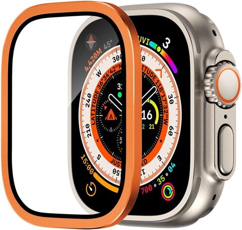 واقي شاشة لساعة Apple Watch Ultra 49 مم، غطاء حماية من الزجاج الصلب لسلسلة iWatch Ultra، خالي من الفقاعات، [إطار معدني]، لـ iWatch Ultra 49 مم، تيتانيوم in Saudi Arabia