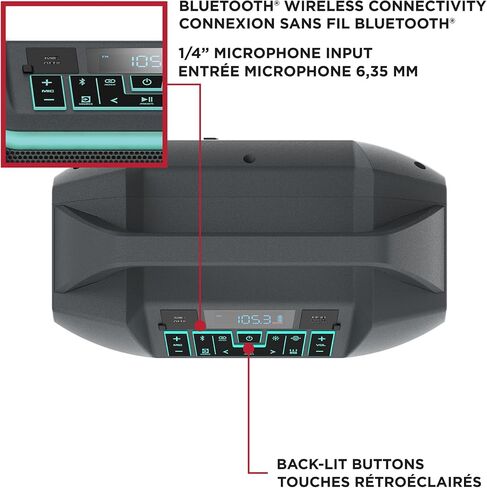 مكبر صوت بلوتوث ION Audio Party Boom Plus قابل لإعادة الشحن مع ميكروفون وتأثيرات ضوئية وباس وراديو FM (متجدد) in Saudi Arabia