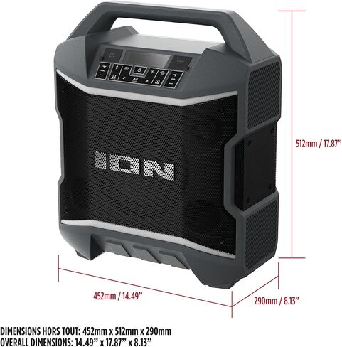 مكبر صوت بلوتوث ION Audio Party Boom Plus قابل لإعادة الشحن مع ميكروفون وتأثيرات ضوئية وباس وراديو FM (متجدد) in Saudi Arabia