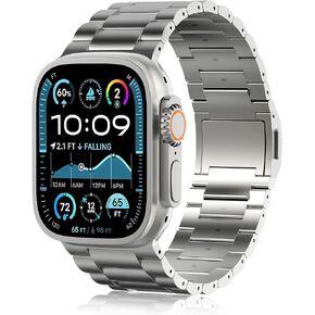 Solid Titanium Band Compatible Apple Watch Ultra&Ultra 2 49mm/Series 10 46mm,Titanium Clasp&Connectors/DLC Scratch Resistant/Adjustable for apple watch strap/26mm Max in Saudi Arabia