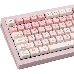 Cute Cat Keycaps - Pink & White PBT Keycaps, Mao Profile, 134 Keys, Dye-Sublimation Compatible with 60%, 75%, 96%, 100% Cherry & Gateron MX Switches Mechanical Gaming Keyboard in Kuwait