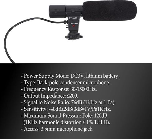 ميكروفون كاميرا NUOBESTY ميكروفون خارجي محمول خفيف الوزن لكاميرات DSLR والهواتف الذكية، ميكروفون تسجيل عالي الحساسية للمقابلة، تسجيل فيديو، سهل التركيب والاستخدام in Kuwait