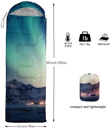 Sleeping Bag for Kids Adults,Brown Giraffe Fur Pattern-Lightweight Warm Portable Outdoor Indoor-Waterproof Cold Weather Resistant Sleeping Bag for Camping Hiking in Kuwait