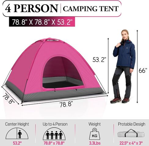 Outvita Camping Tent, 4 Person Dome Tents with Rainfly & Carrying Bag, Waterproof Easy Setup Tent with Mesh Windows for Camping & Hiking in Saudi Arabia