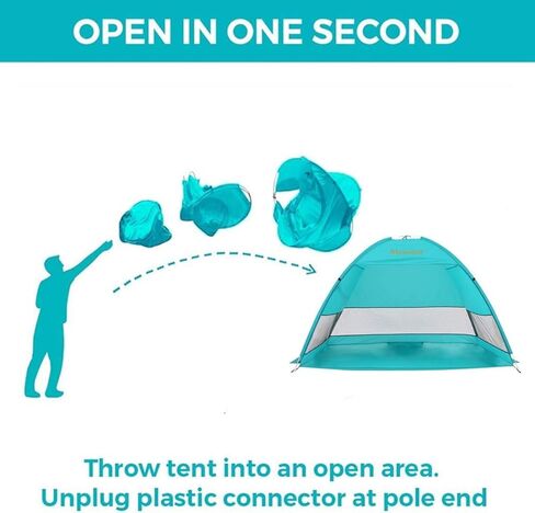 Alvantor خيمة الشاطئ مظلة الشاطئ في الهواء الطلق مأوى الشمس كابانا التلقائي الفوري المنبثقة UPF 50+ المحمولة الشاطئ الظل التخييم الصيد المشي لمسافات طويلة مظلة سهلة الإعداد خفيفة الوزن مقاومة للرياح لمدة 2-3 أشخاص in Kuwait