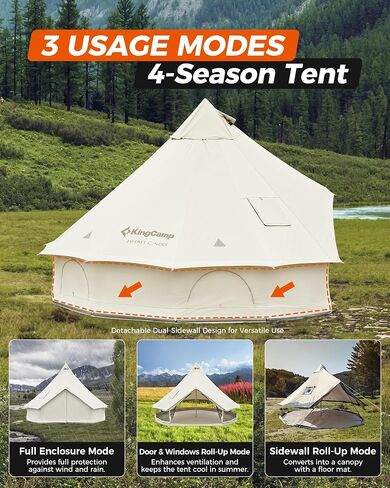 KingCamp Canvas Bell Yurt Tents, 4 Seasons Large Waterproof & Windproof Luxury Glamping Tent w/Stove Jack for Family Outdoor Camping, Hunting, Parties in Saudi Arabia