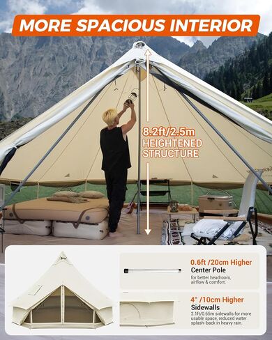 KingCamp Canvas Bell Yurt Tents, 4 Seasons Large Waterproof & Windproof Luxury Glamping Tent w/Stove Jack for Family Outdoor Camping, Hunting, Parties in Saudi Arabia