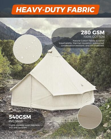 KingCamp Canvas Bell Yurt Tents, 4 Seasons Large Waterproof & Windproof Luxury Glamping Tent w/Stove Jack for Family Outdoor Camping, Hunting, Parties in Saudi Arabia