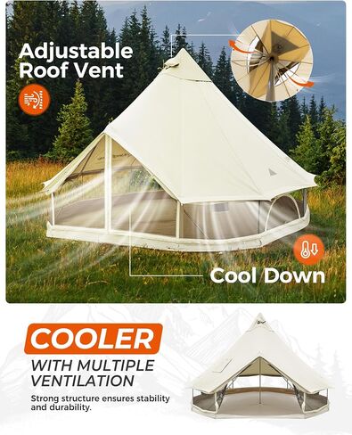KingCamp Canvas Bell Yurt Tents, 4 Seasons Large Waterproof & Windproof Luxury Glamping Tent w/Stove Jack for Family Outdoor Camping, Hunting, Parties in Saudi Arabia